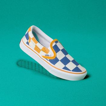 Detske Tenisky Vans Big Checker ComfyCush (8-14+ years) Modre/Žlté VA65FRNIH